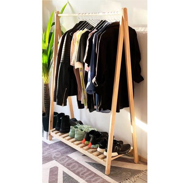 Ahşap Ayakkabılıklı Elbise Askısı 6013