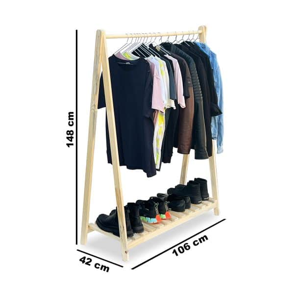 Ahşap Ayakkabılıklı Elbise Askısı 6013