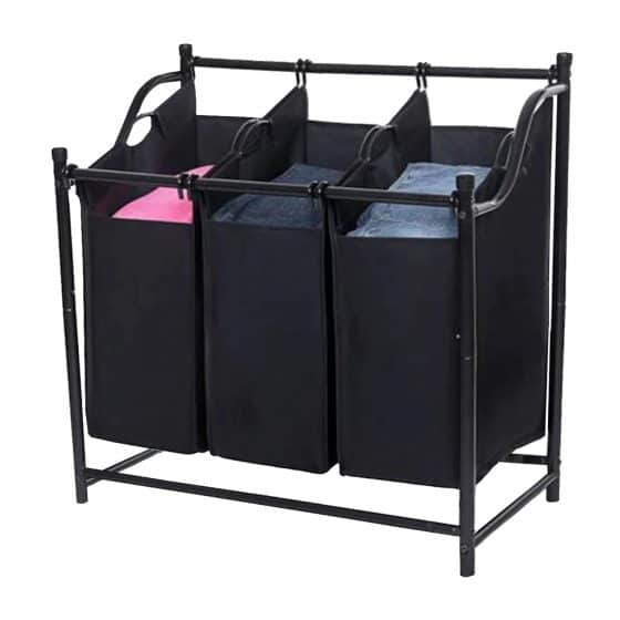 3 Bölmeli Siyah Çamaşır Kirli Sepeti 3075