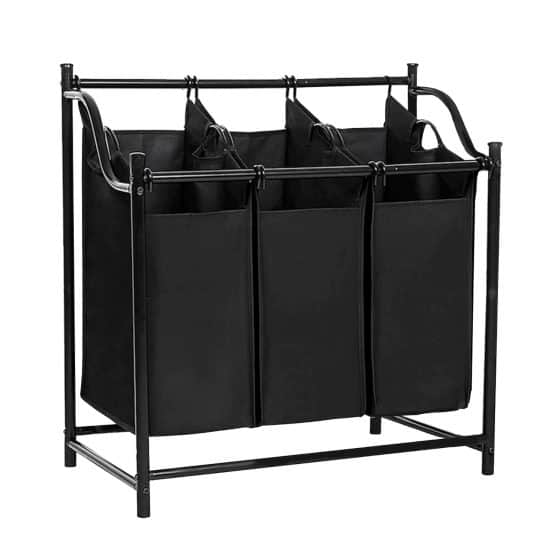 3 Bölmeli Siyah Çamaşır Kirli Sepeti 3075
