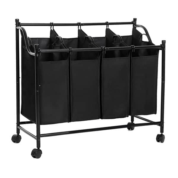4 Bölmeli Tekerlekli Kirli Çamaşır Sepeti