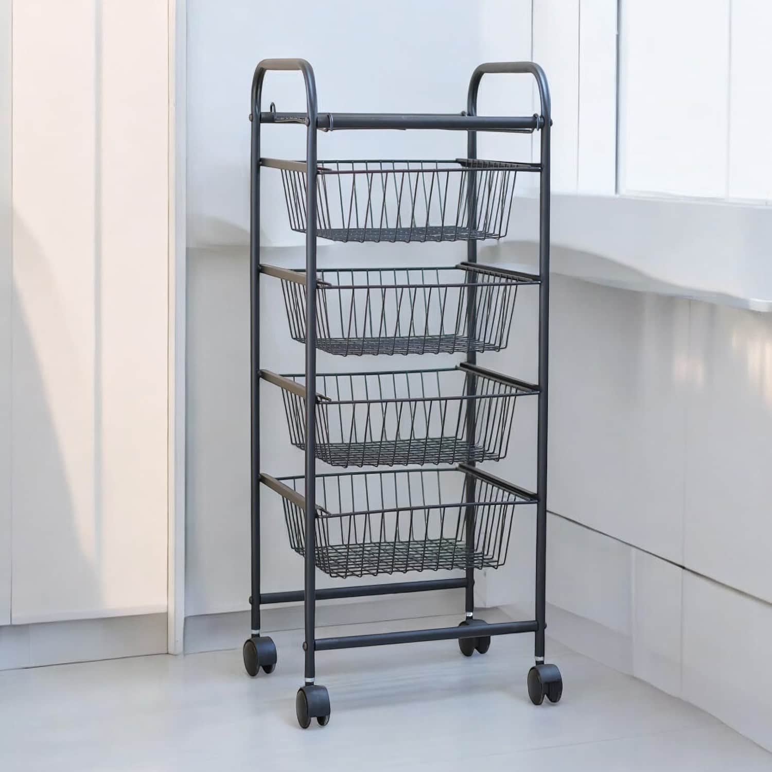 Tekerlekli Metal Çekmeceli Sebzelik Meyve Sebze Mutfak Rafı