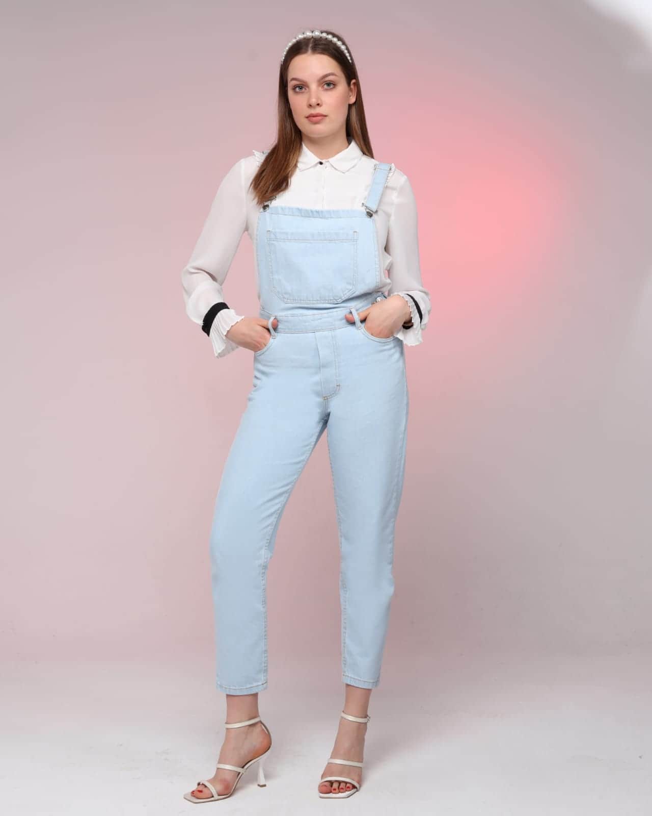 Vovikon KN Buz Mavi Denim Boyfriend Bahçevan Tulum