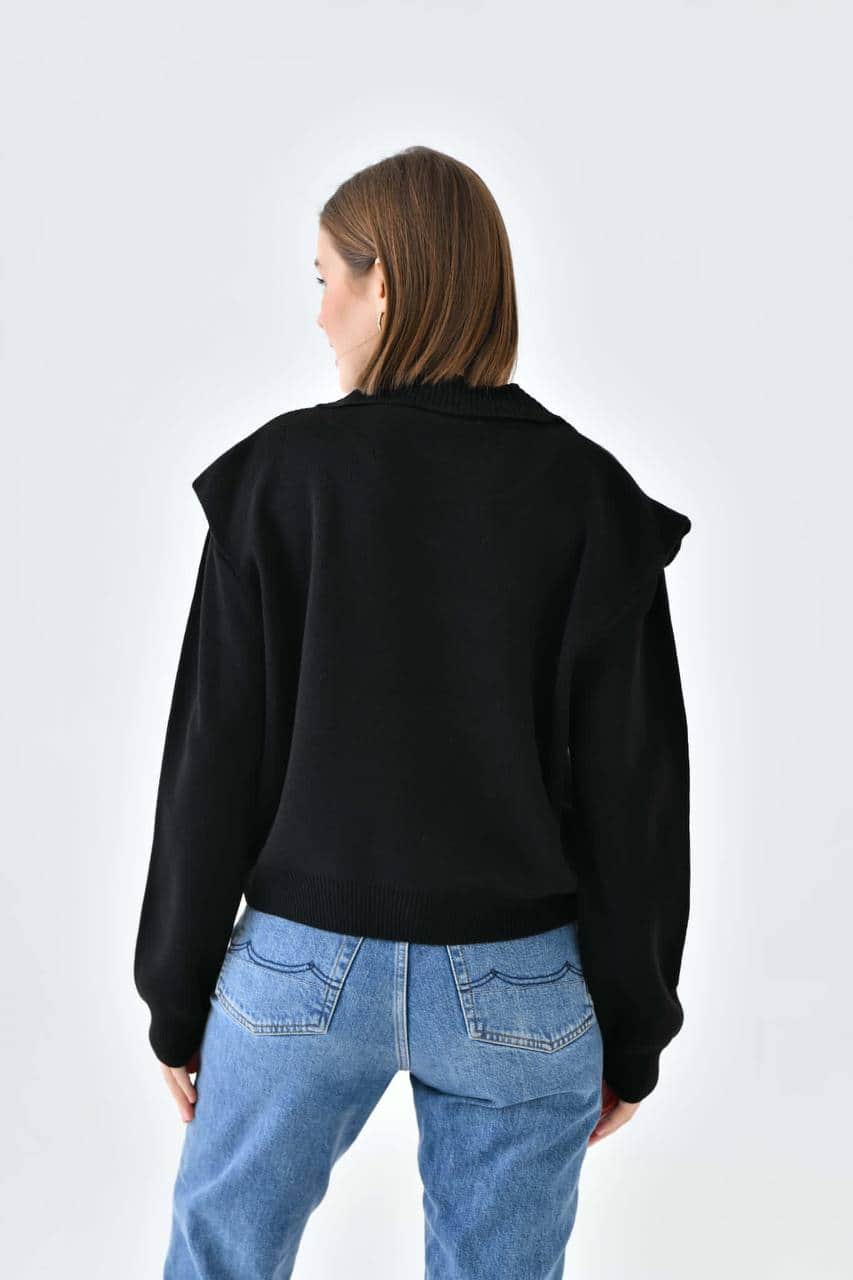 Vovikon Polo V Yaka Siyah Triko Kazak