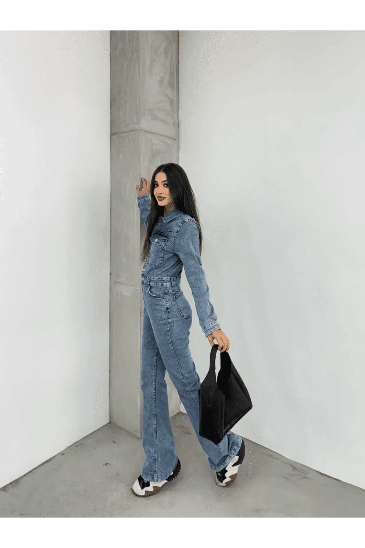 Vovikon KN Taş Yıkama İspanyol Paça Ceketli Tulum