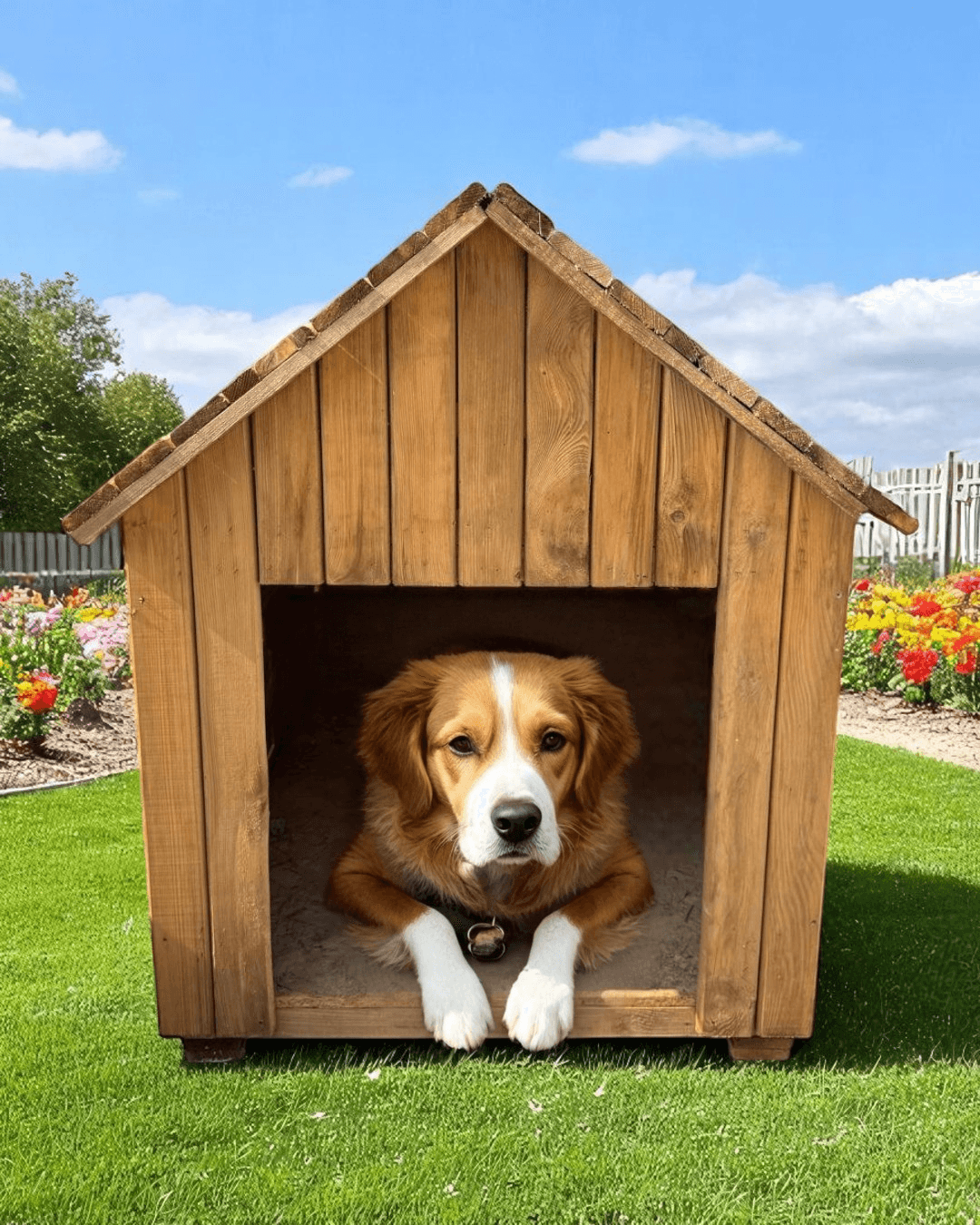 Vovikon Ahşap Köpek Kulübesi Pati Evi Yuvası