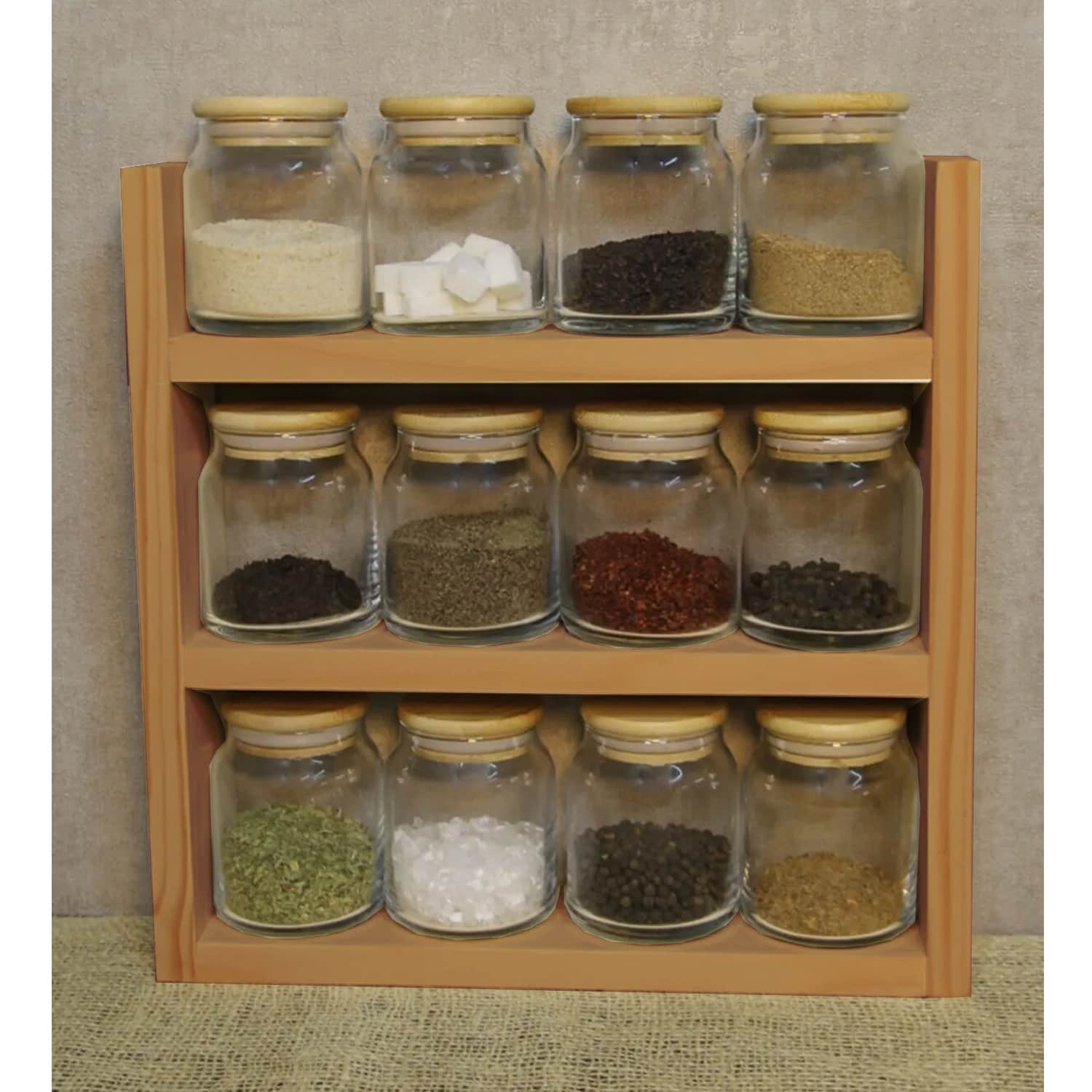 Ahşap Baharatlık Mutfak Duvar Rafı 6110