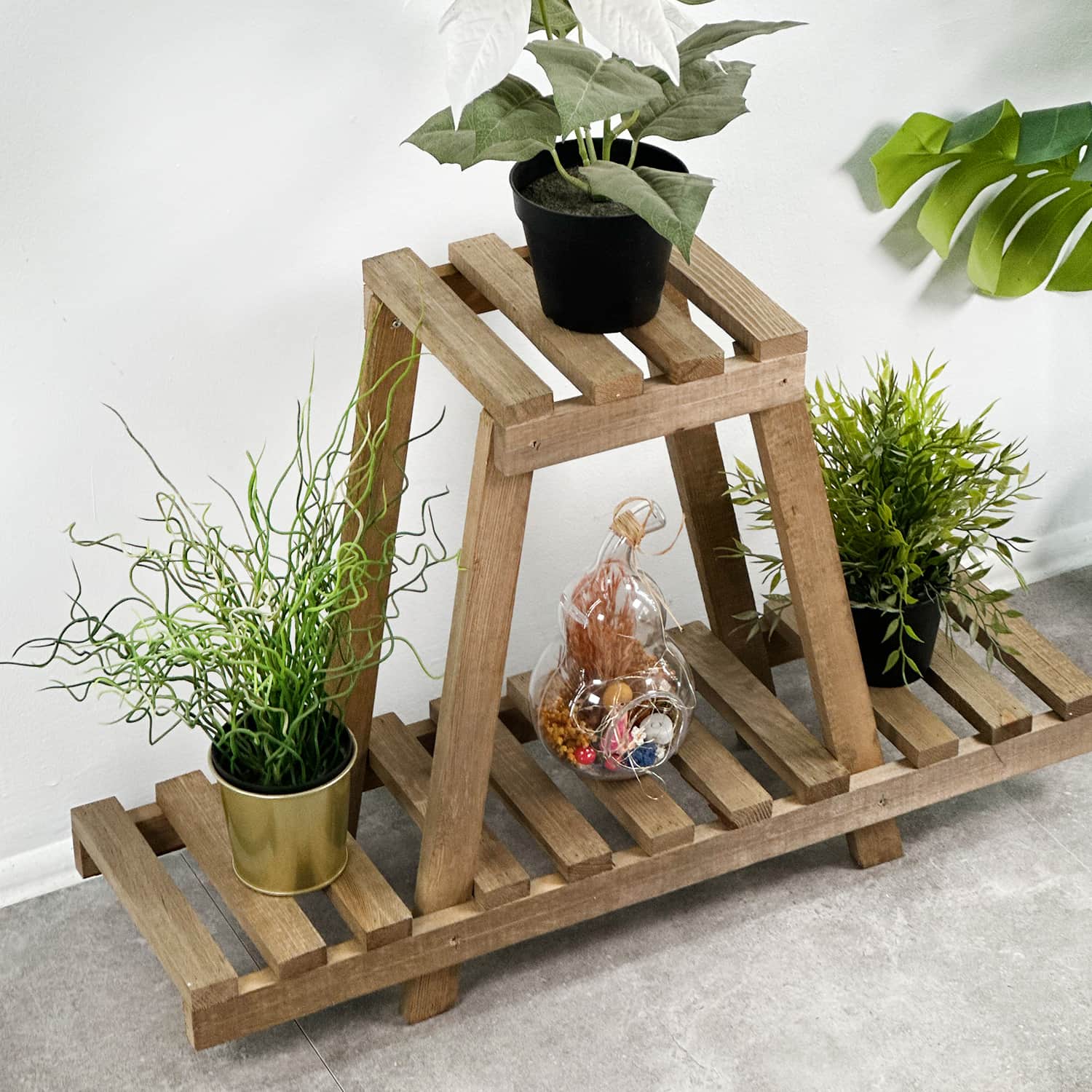Ahşap Saksı Standı Çiçeklik Raf Stand 2124