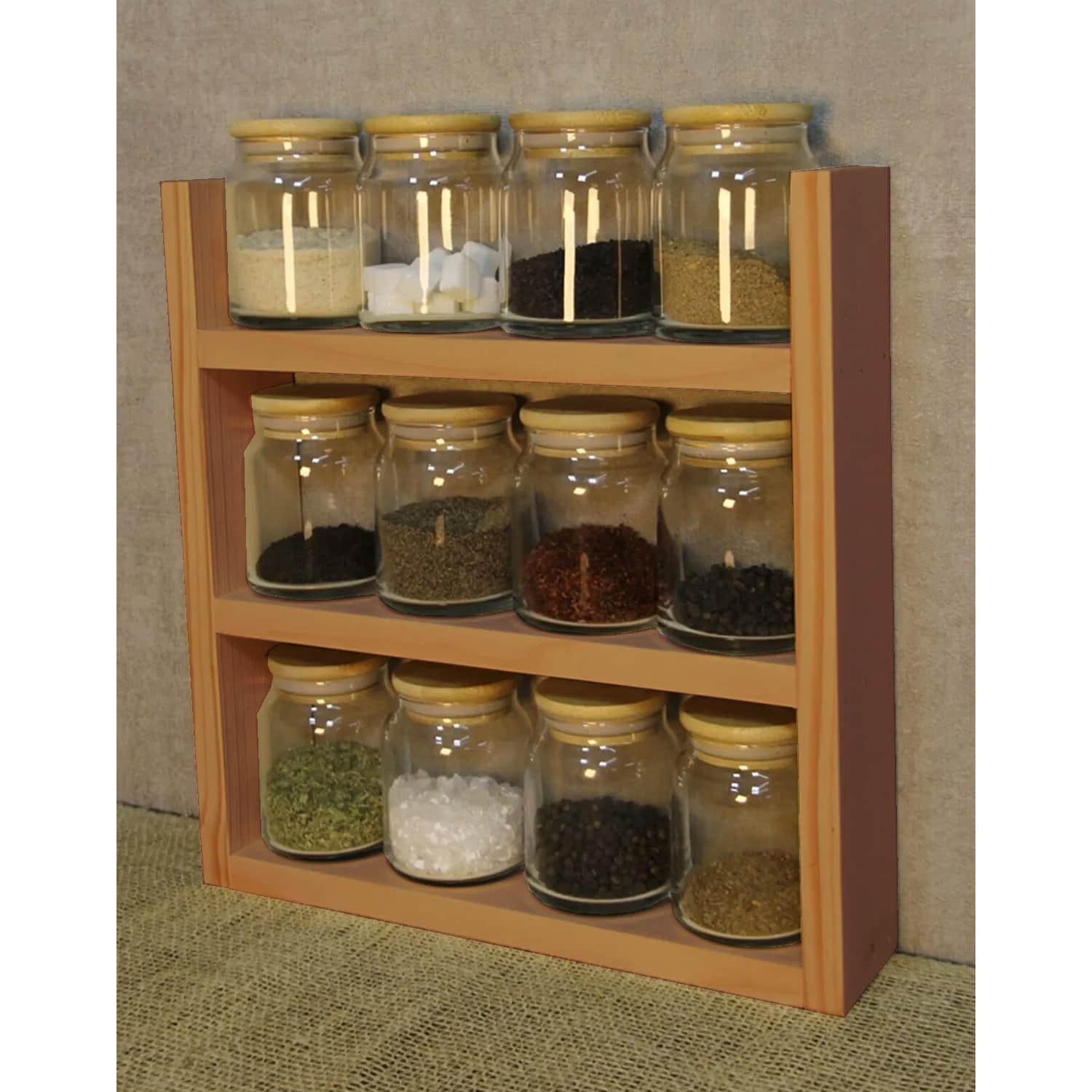 Ahşap Baharatlık Mutfak Duvar Rafı 6110