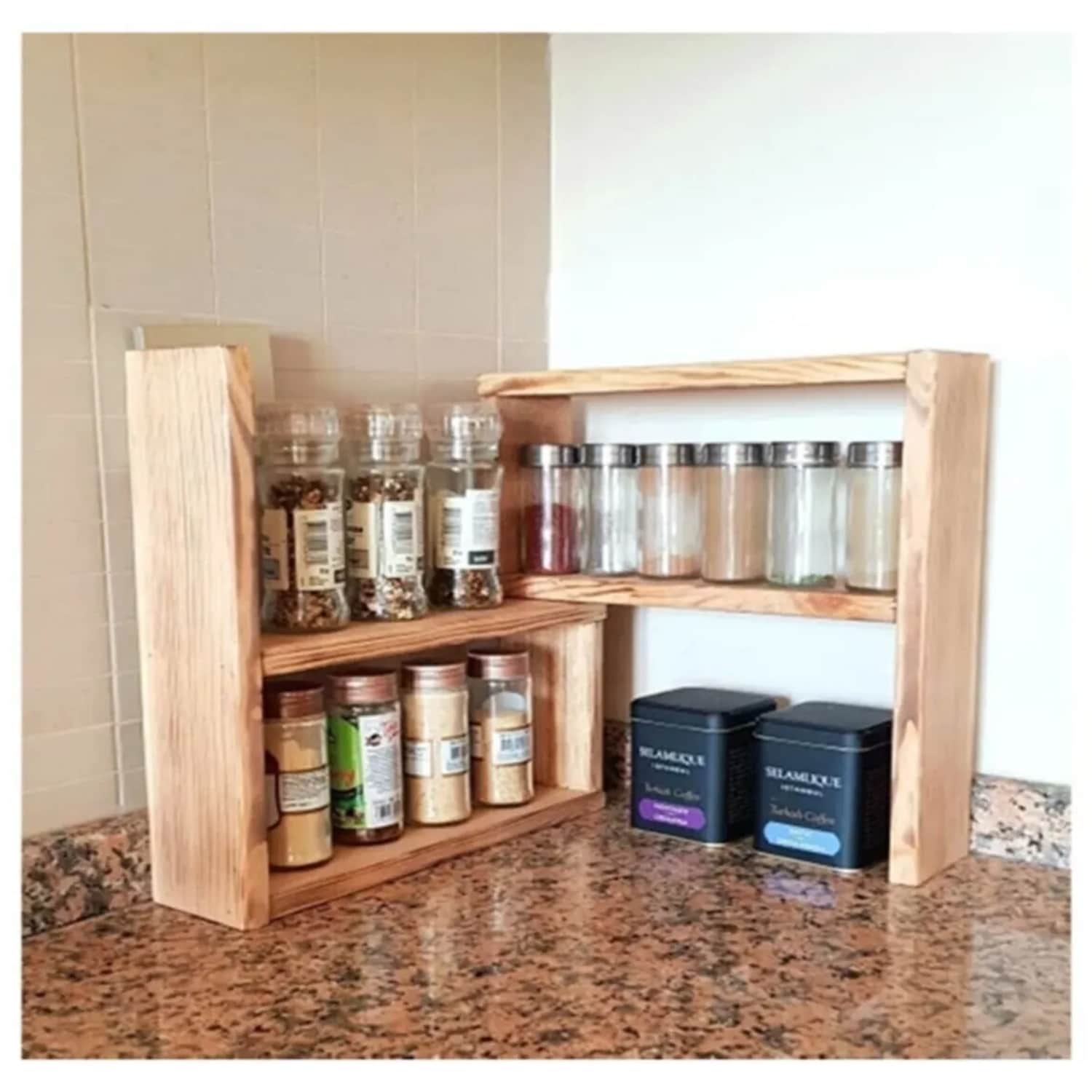 Ahşap Baharatlık Mutfak Rafı 6145