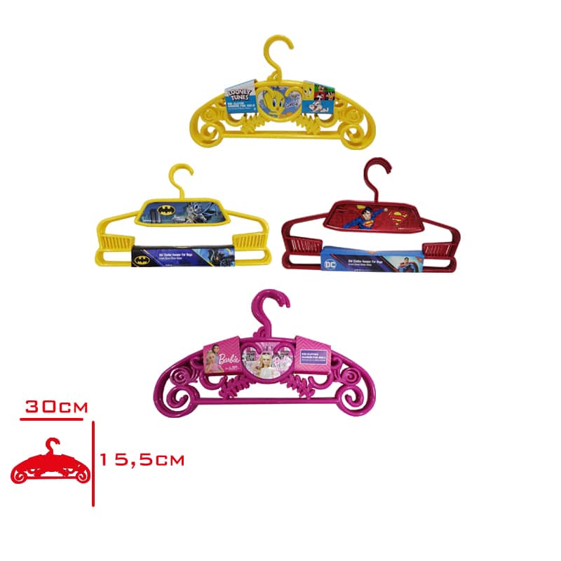 Çizgi Karakterli 4lü Çocuk Elbise Askısı