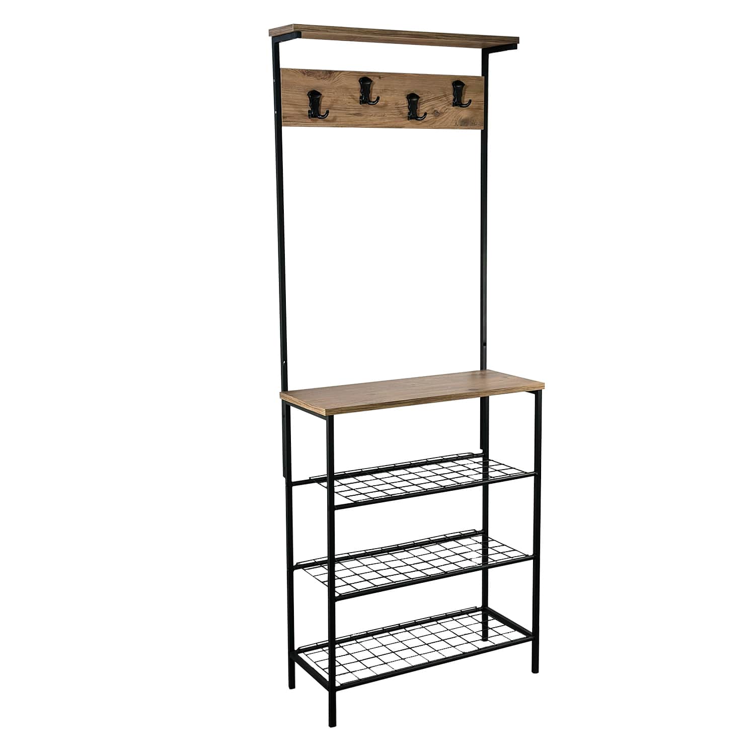 Ahşap Ayakkabılıklı Askılık Portmanto 5412