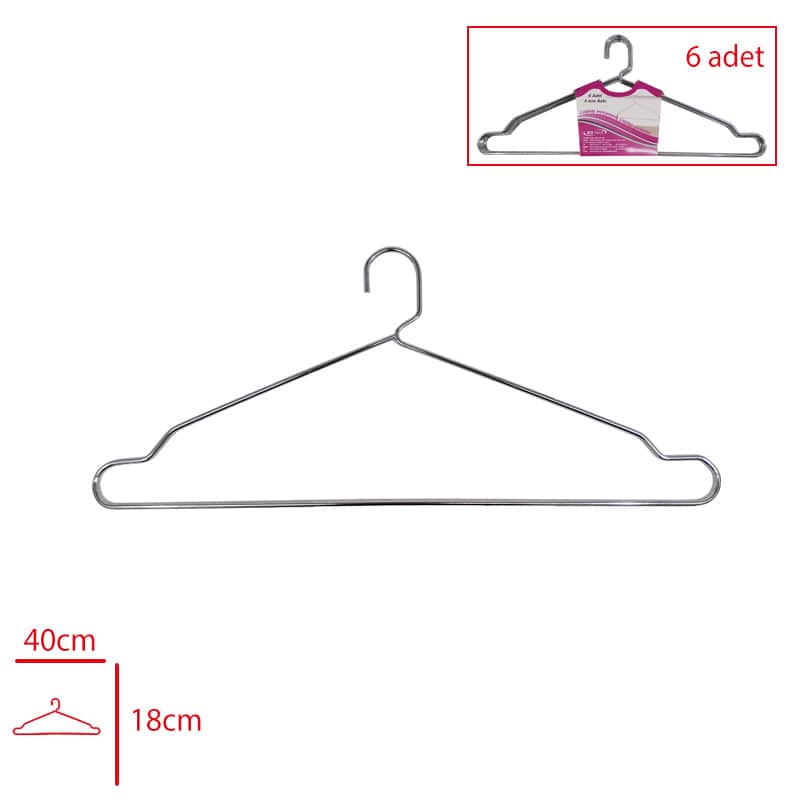 6lı Metal Elbise Kıyafet Askısı