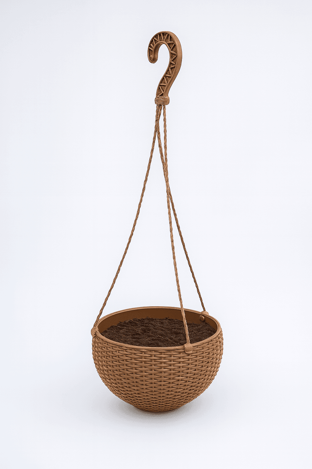 Vovikon Rattan Makrome Naturel Küçük Boy Askılı Saksı