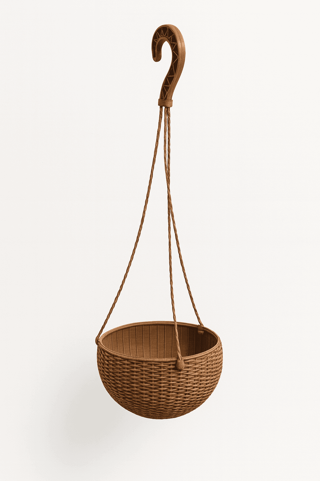 Vovikon Rattan Makrome Naturel Küçük Boy Askılı Saksı