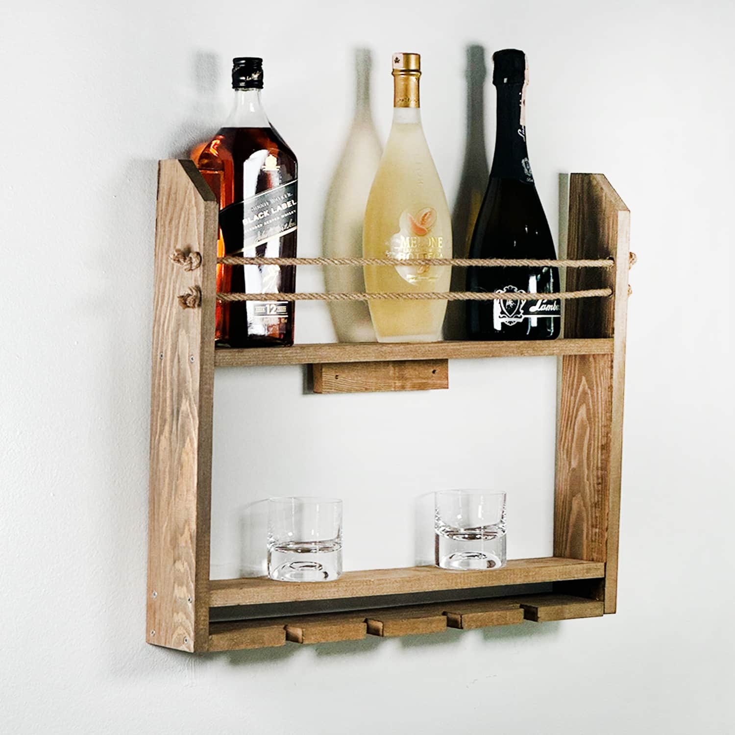 Ahşap Şaraplık Duvar Rafı 5015