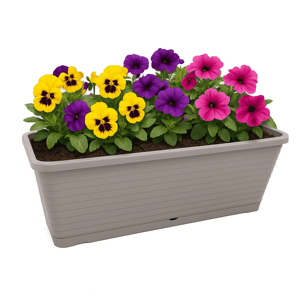 Gri Balkon Saksısı 11 Litre Saksı Çiçeklik