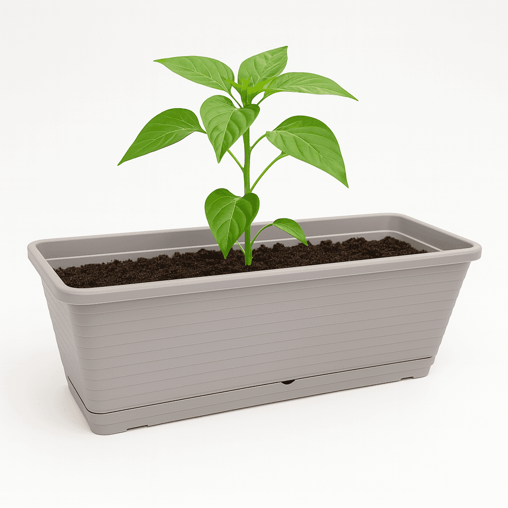 Gri Balkon Saksısı 11 Litre Saksı Çiçeklik