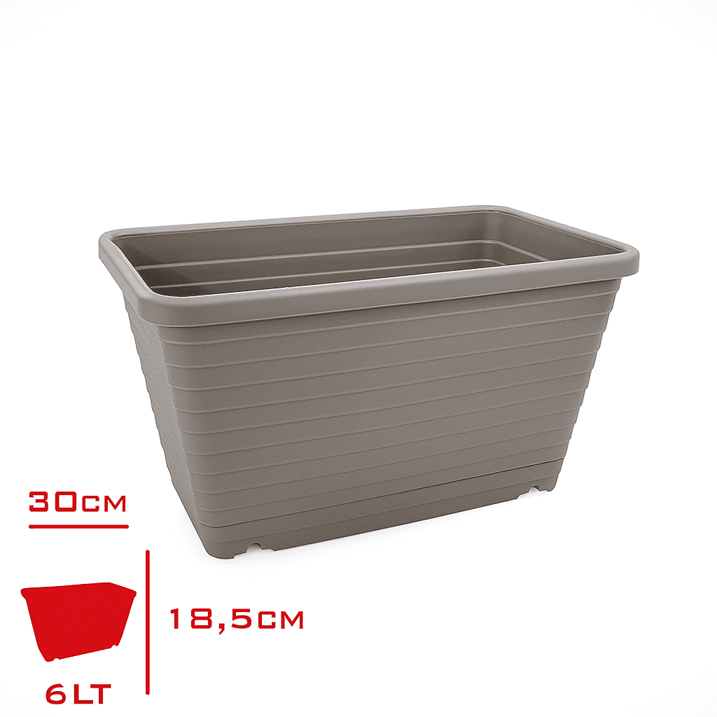 Gri Balkon Saksısı 6 Litre Saksı Çiçeklik