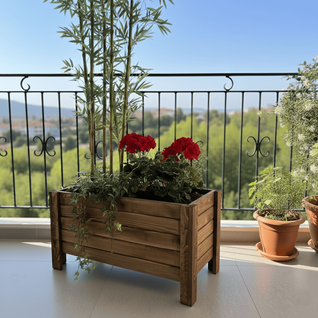 Ahşap Dış Mekan Büyük Boy Dekoratif Saksı