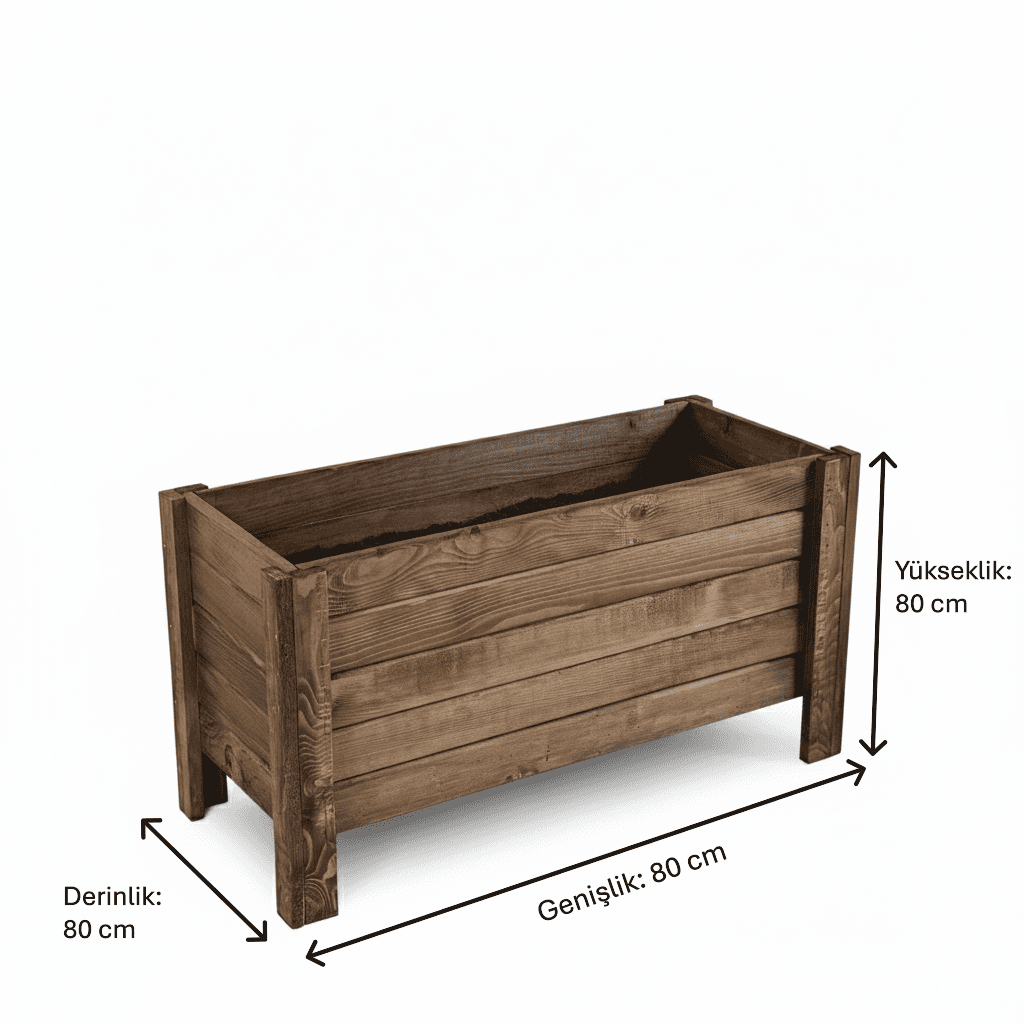 Ahşap Dış Mekan Büyük Boy Dekoratif Saksı