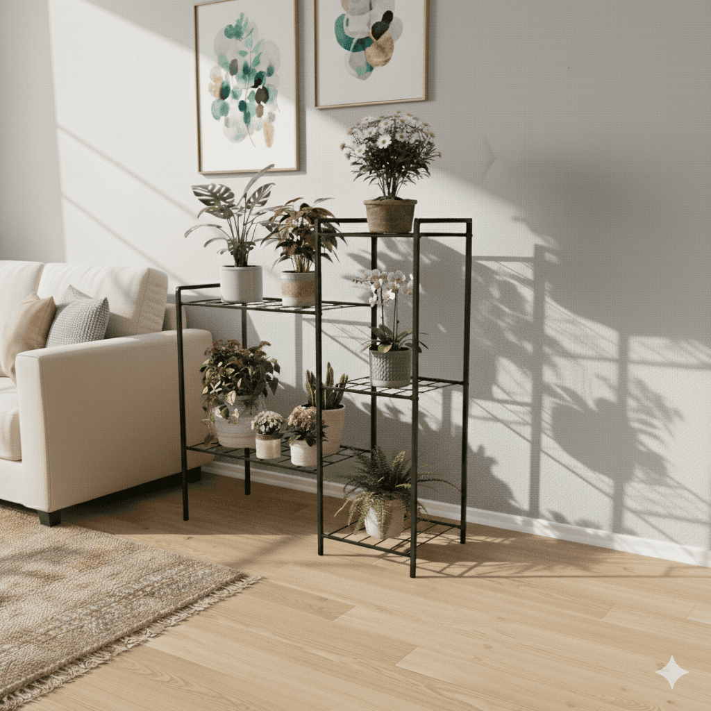 Metal 5 Raflı Saksı Standı Modern Dekoratif Saksılık