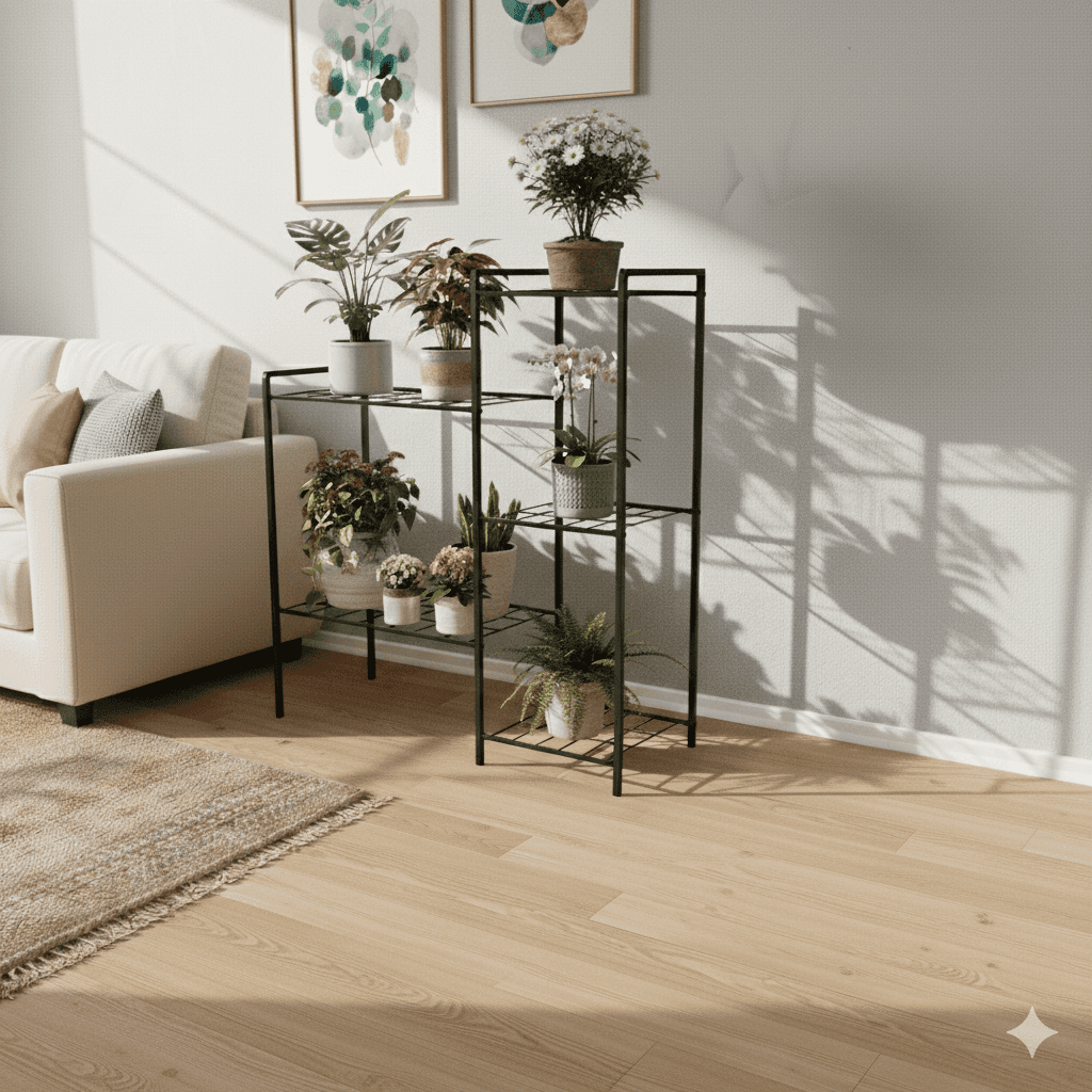 Metal 5 Raflı Saksı Standı Modern Dekoratif Saksılık