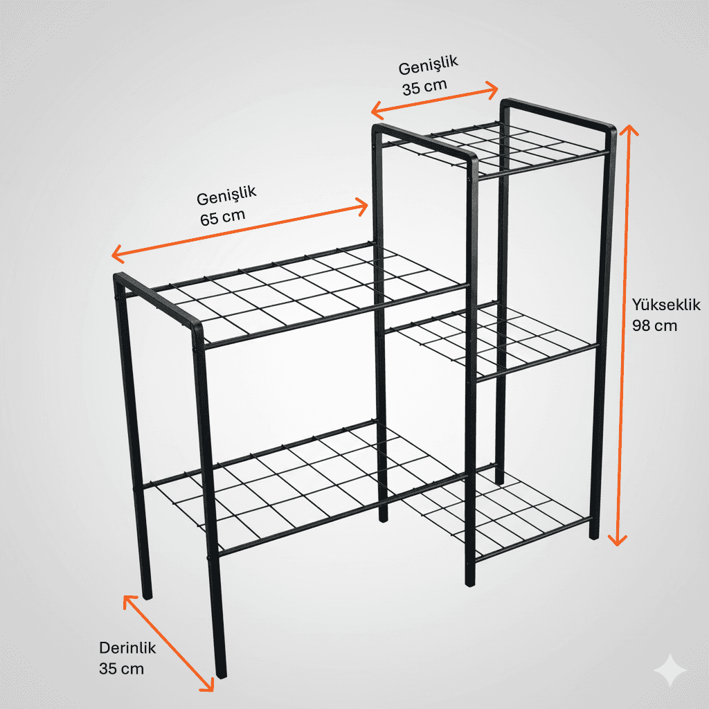 Metal 5 Raflı Saksı Standı Modern Dekoratif Saksılık