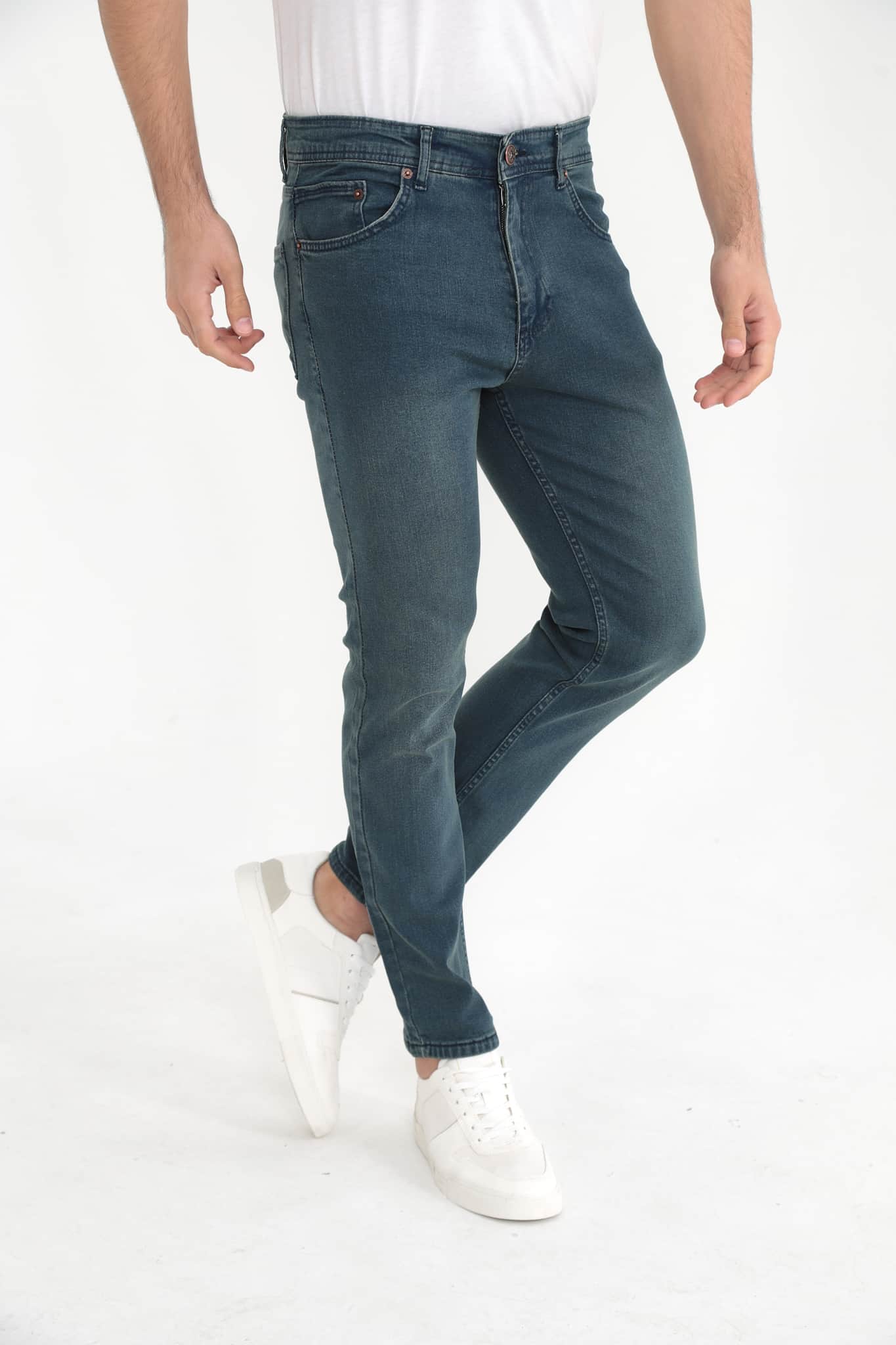 D'Vision Mavi Yeşil Taşlamalı Erkek Jean G-5129-266