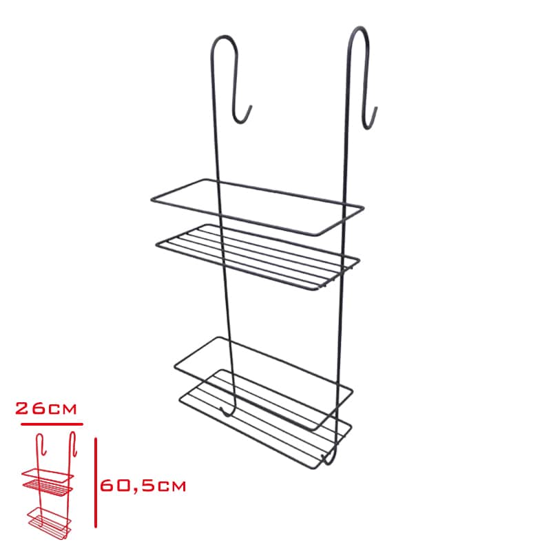 Metal Siyah Askılı Duşakabin Rafı