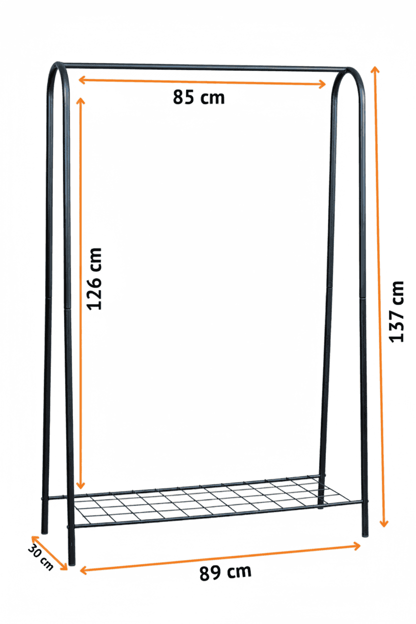 Tek Raflı Ayakkabılıklı Elbise Kıyafet Askısı Ayaklı Askılık