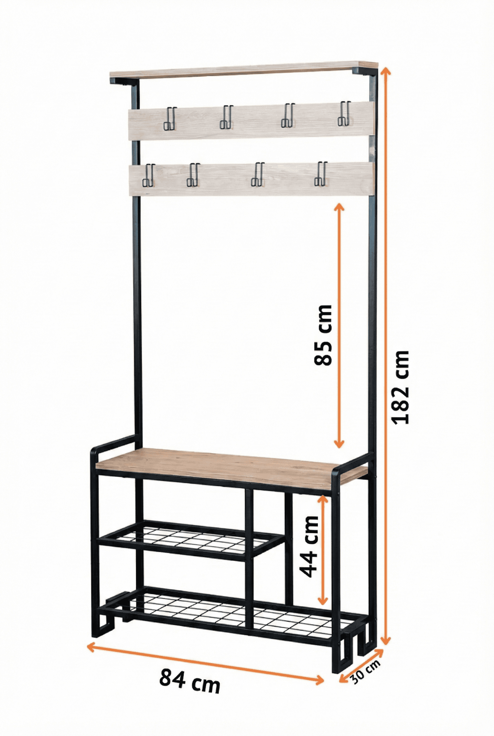 Metal Ayakkabılıklı Portmanto Ayaklı Askılık Açık Vestiyer