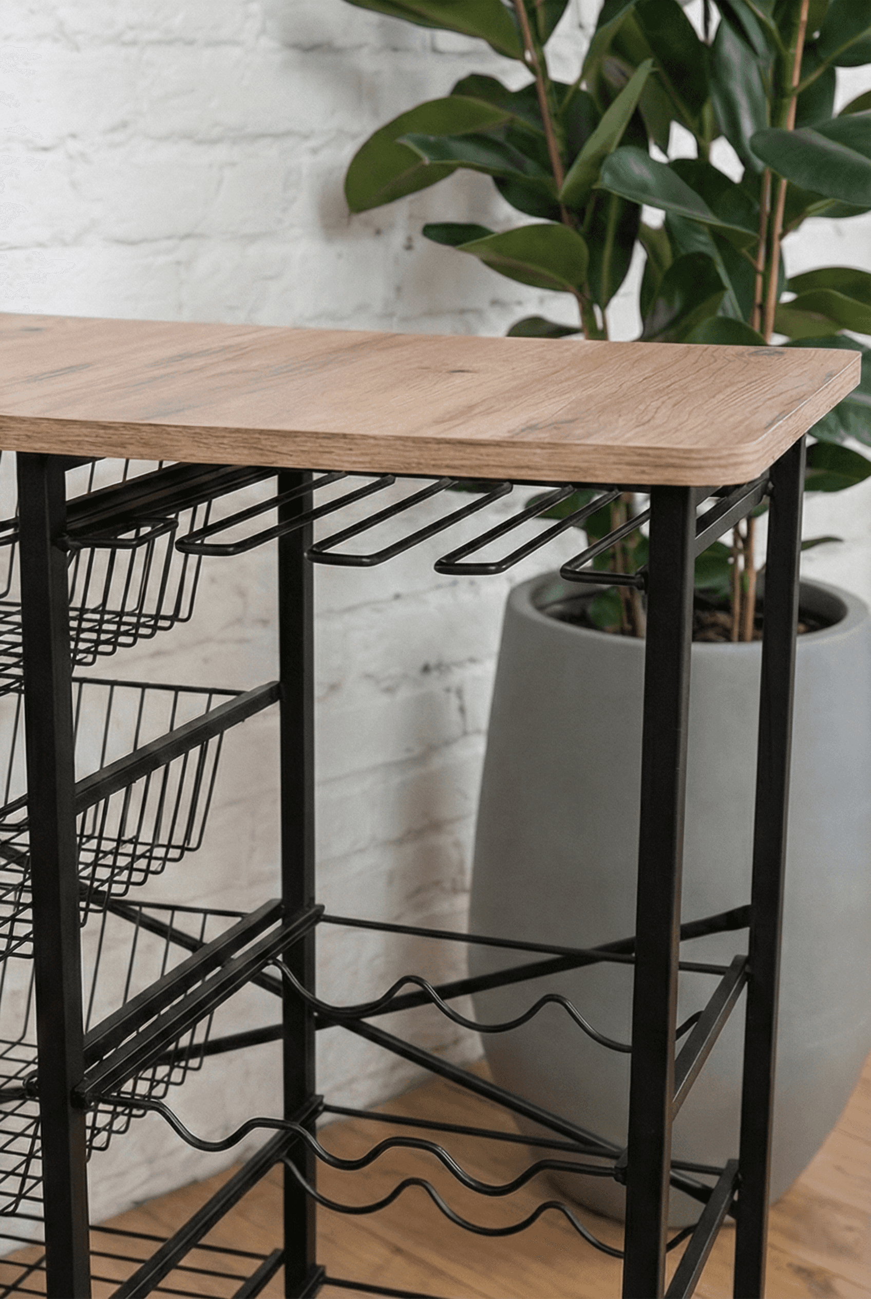 Metal Tekerlekli Çekmeceli Şaraplık İçki Standı