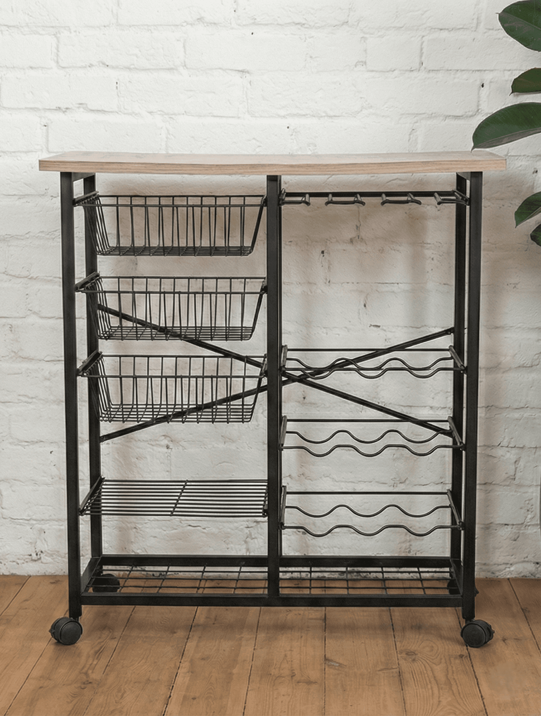 Metal Tekerlekli Çekmeceli Şaraplık İçki Standı