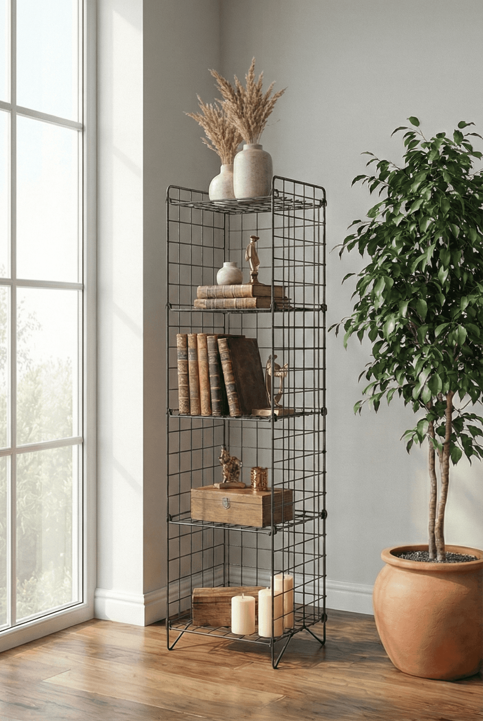 Metal 5 Katlı Tel Kitaplık