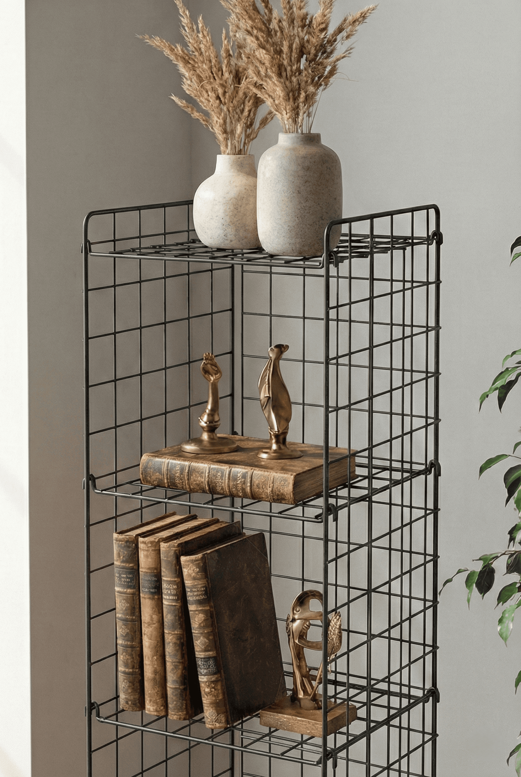 Metal 5 Katlı Tel Kitaplık