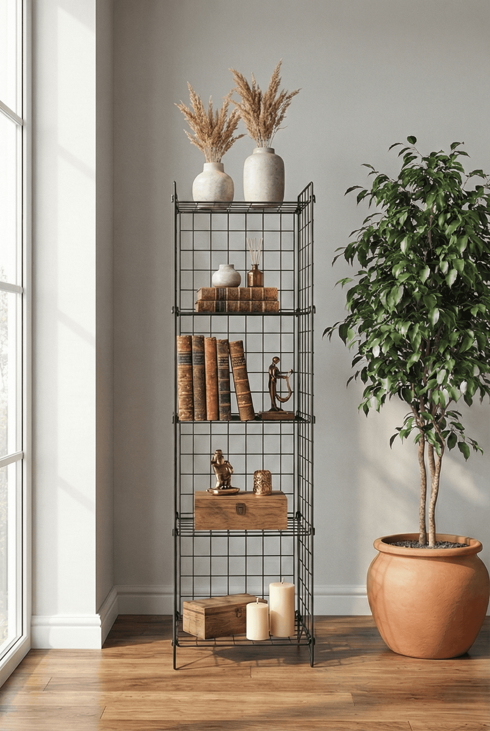 Metal 5 Katlı Tel Kitaplık