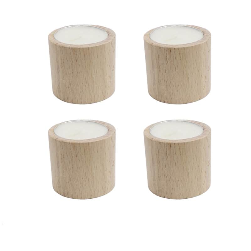 Ahşap 4lü Yuvarlak Mumluk 069