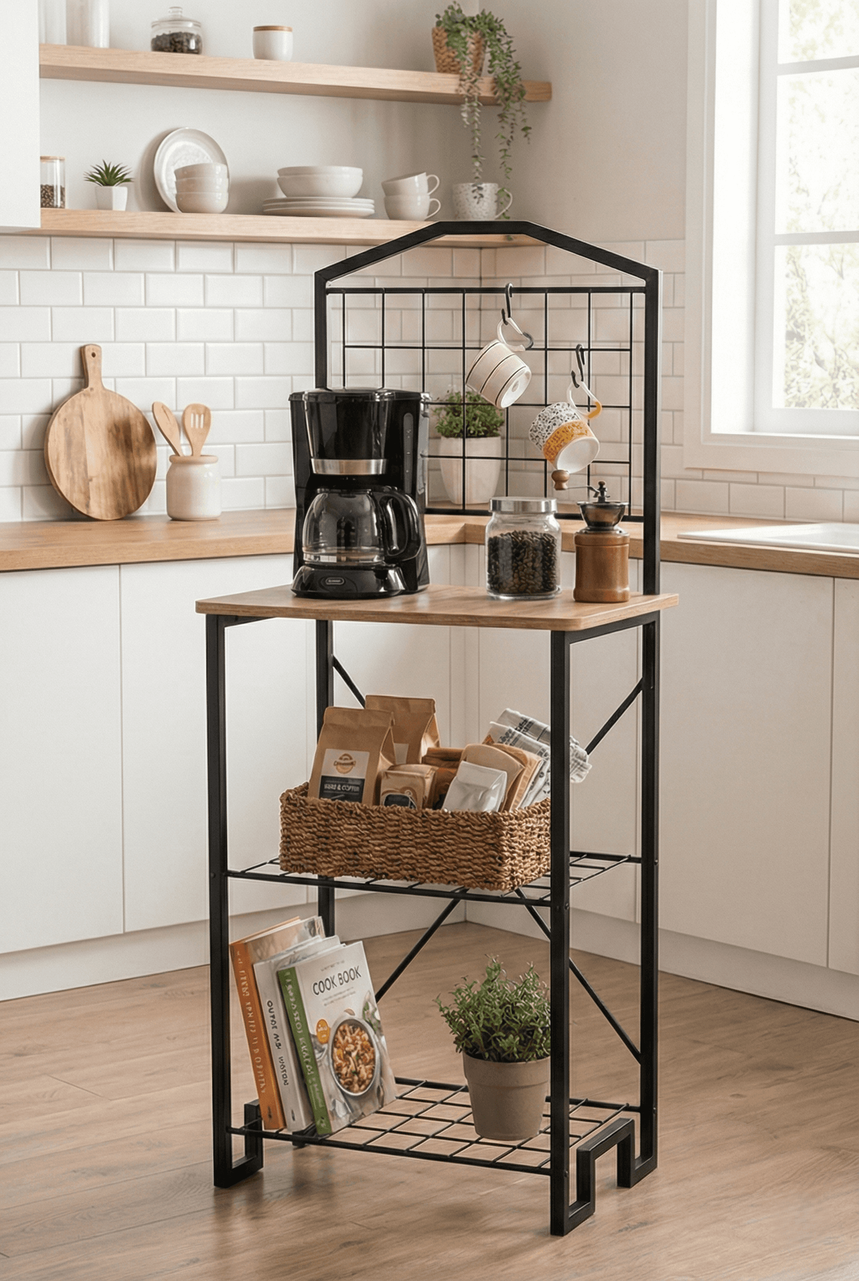 Kahve Köşesi Dar Mutfak Bangosu Çok Amaçlı Raf