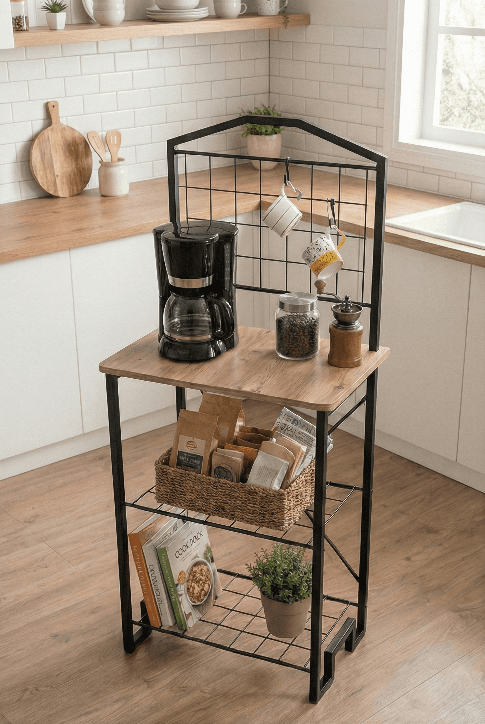 Kahve Köşesi Dar Mutfak Bangosu Çok Amaçlı Raf