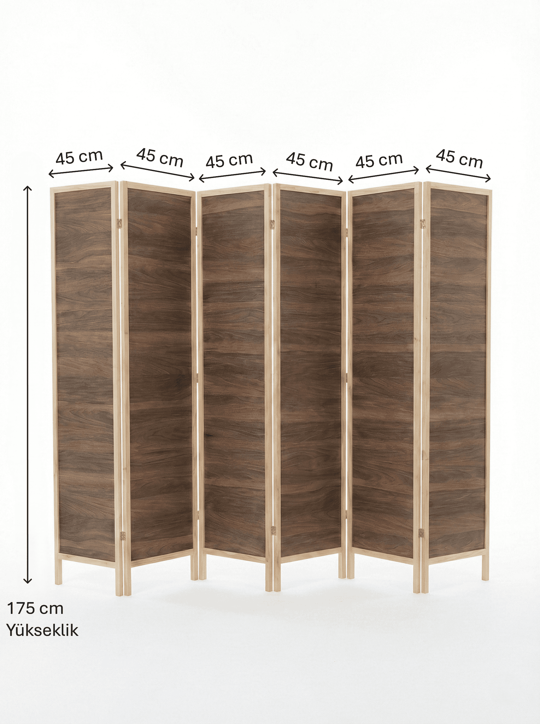 Ahşap 6 Kanat MDF Katlanır Oda Ayırıcı Paravan Seperatör