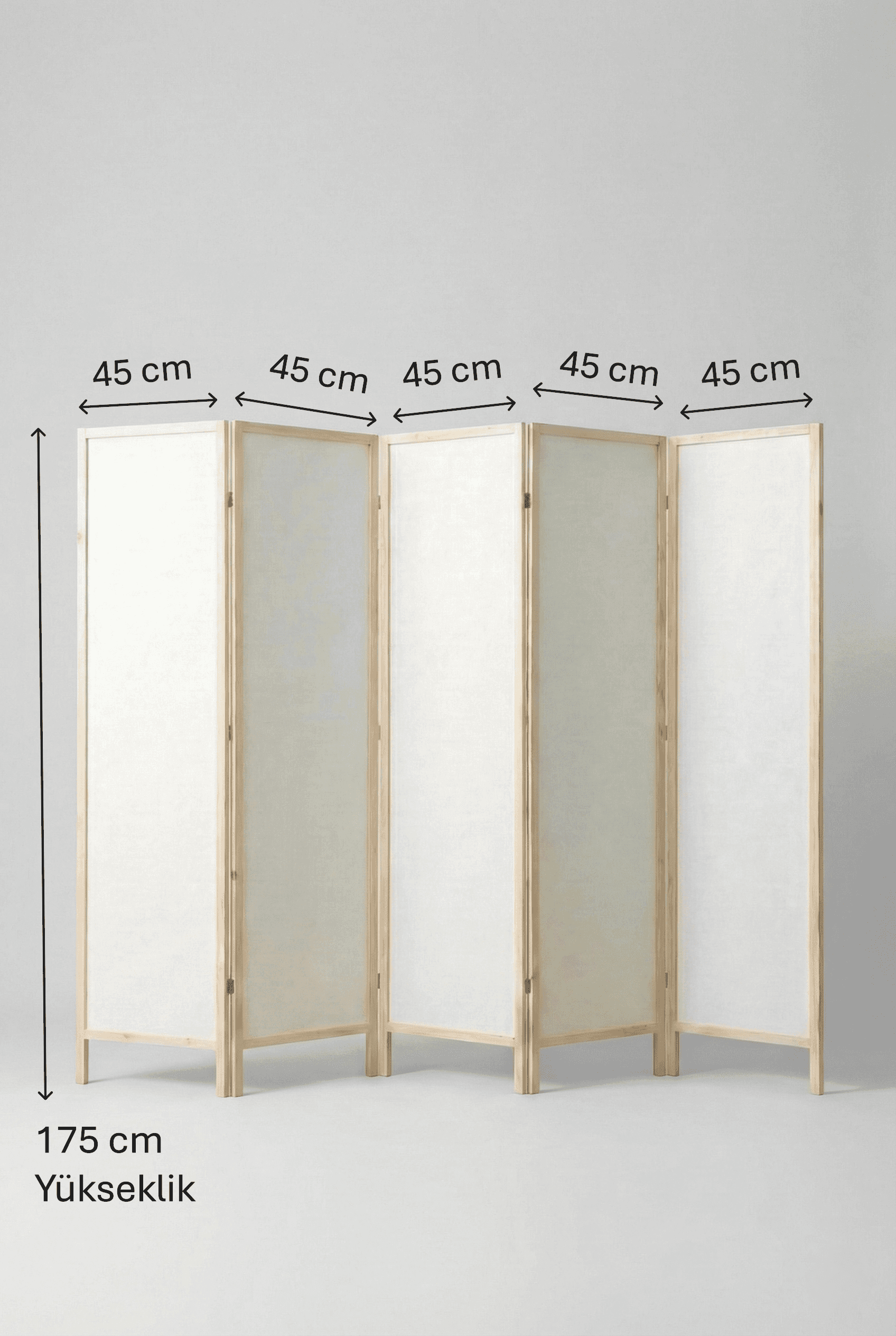 Ahşap 5 Kanat Beyaz MDF Katlanır Oda Ayırıcı Paravan Seperatör