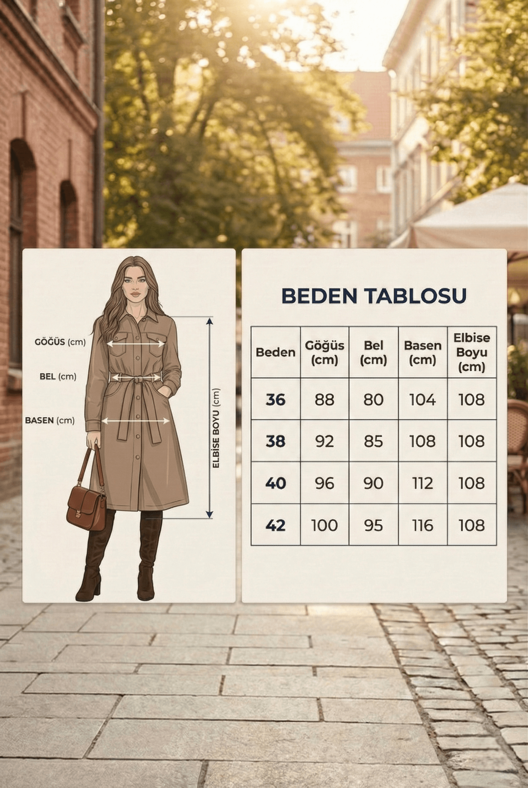 Vovikon Vizon Kuşaklı Uzun Düğmeli Denim Trençkot