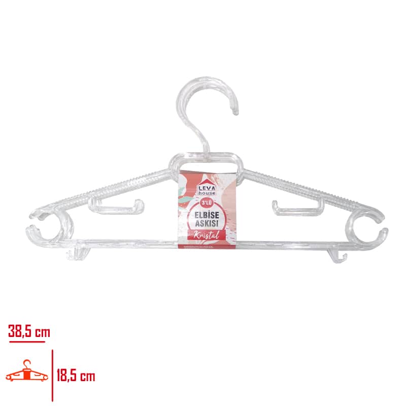 Leva 3lü Kristal Elbise Askısı