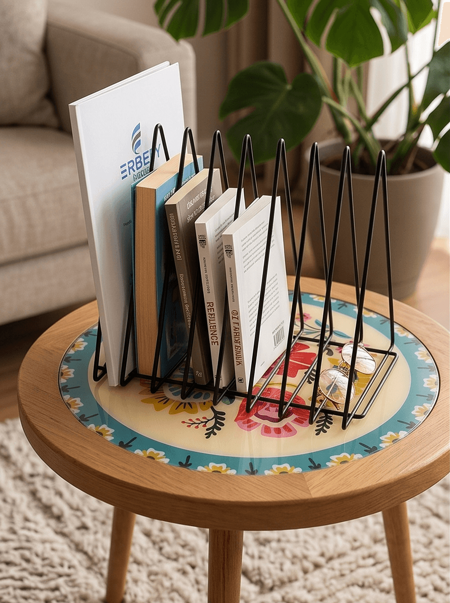 Metal Üçgen 8 Bölmeli Dergilik Kitaplık Çok Amaçlı Düzenleyici