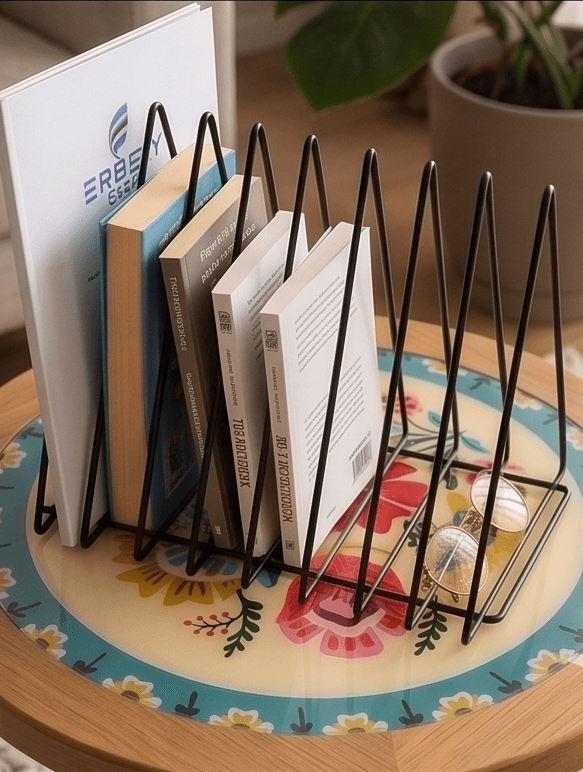 Metal Üçgen 8 Bölmeli Dergilik Kitaplık Çok Amaçlı Düzenleyici