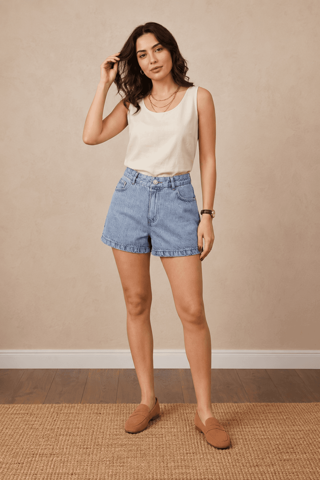 Buz Kar Arka Tek Cep Nakışlı Mini Denim Şort