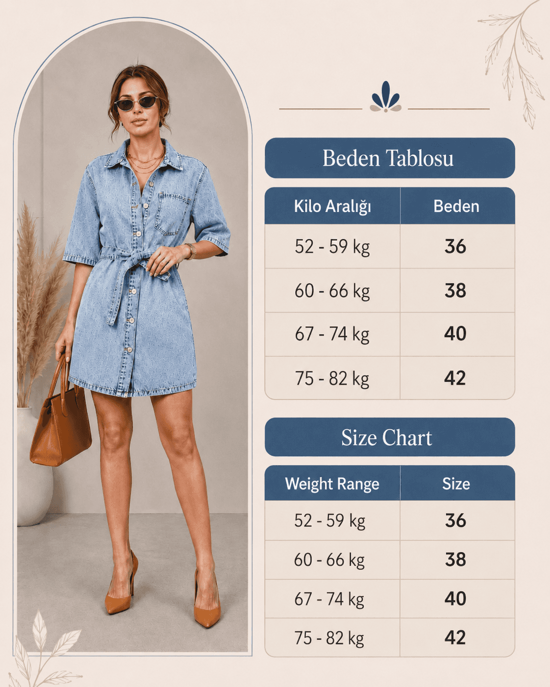 Vovikon Kuşaklı Taş Yıkama Tek Cep Denim Tunik Elbise