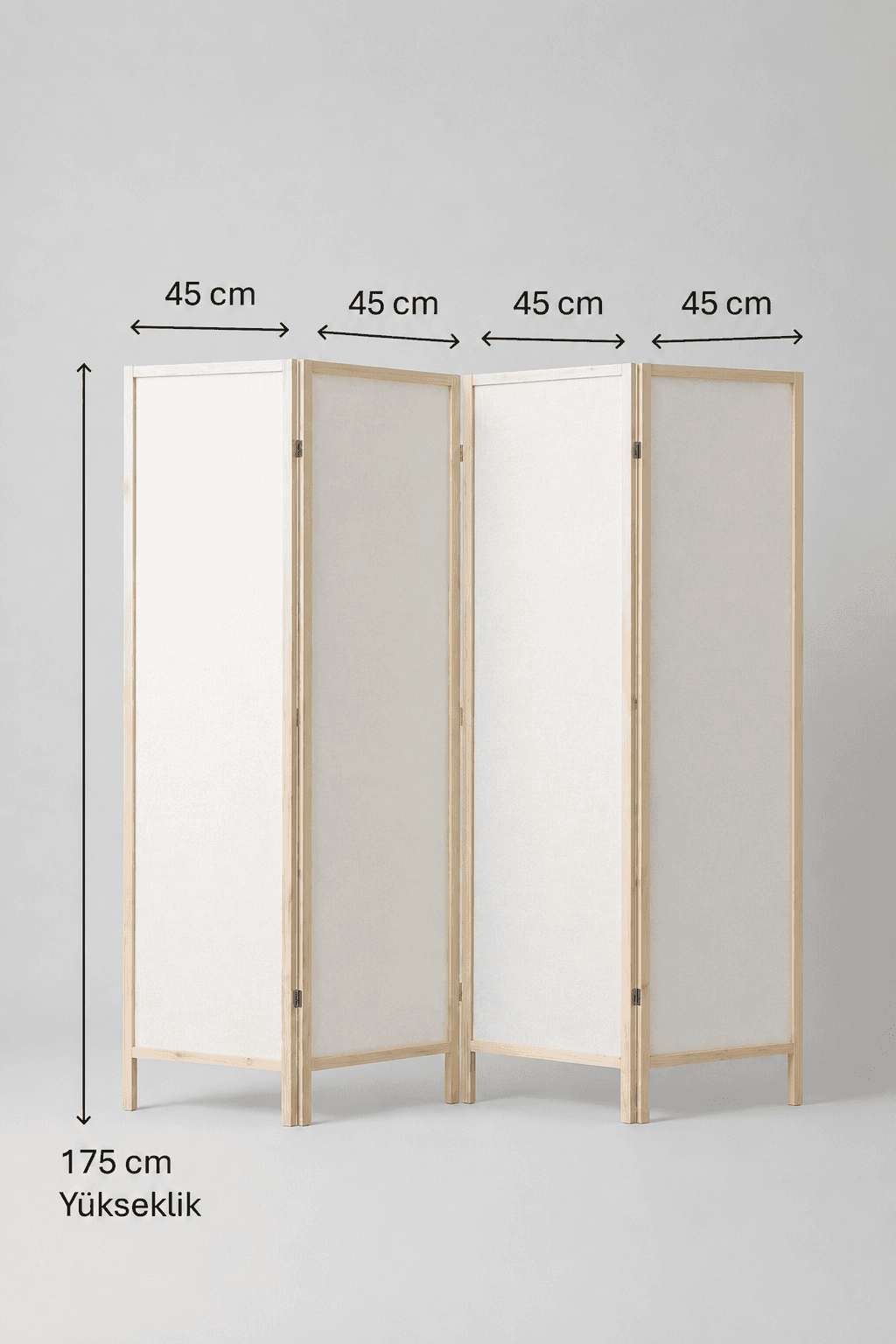 Ahşap 4 Kanat Beyaz MDF Katlanır Oda Ayırıcı Paravan Seperatör