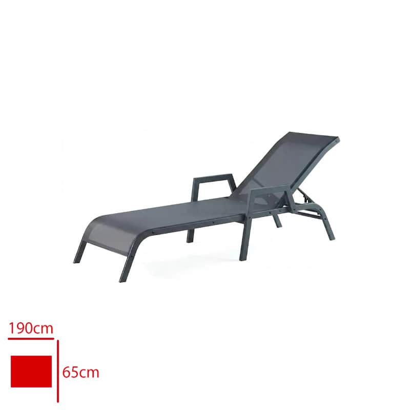Alüminyum Flu Şezlong Antrasit 65x190x30 cm